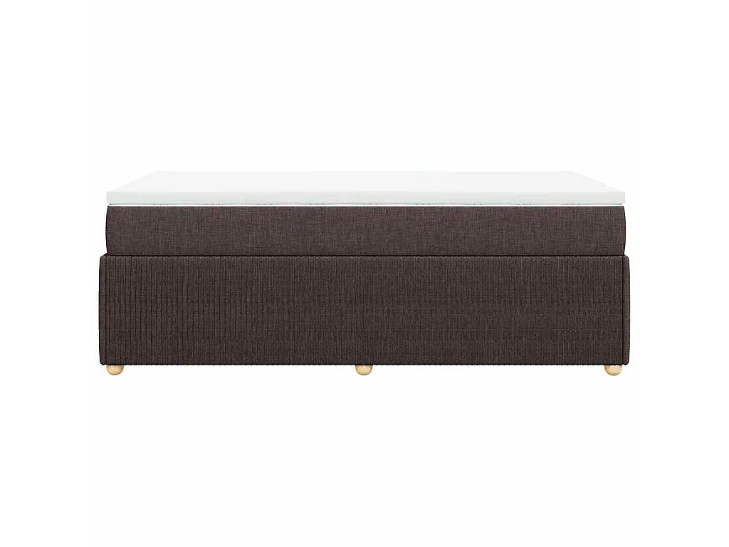Cama box spring con colchón tela marrón oscuro 80x200 cm