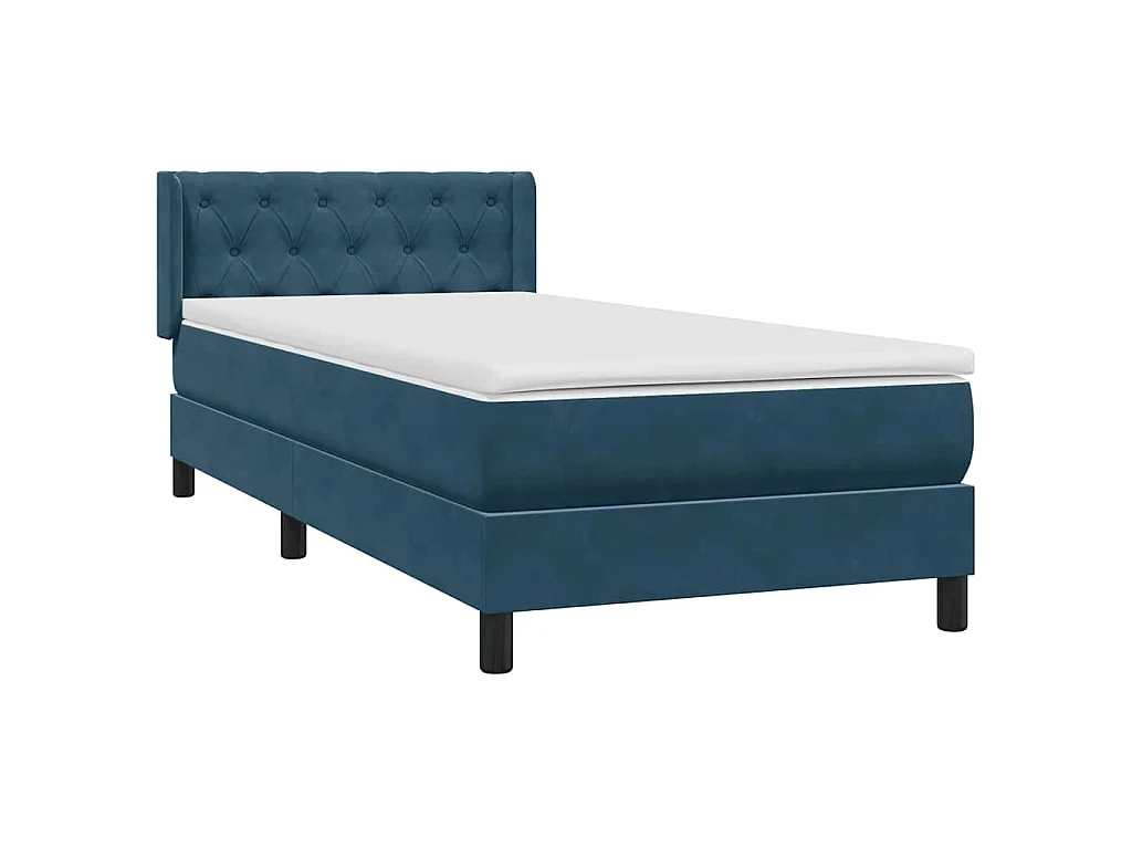 Boxspring met matras fluweel donkerblauw 80x220 cm