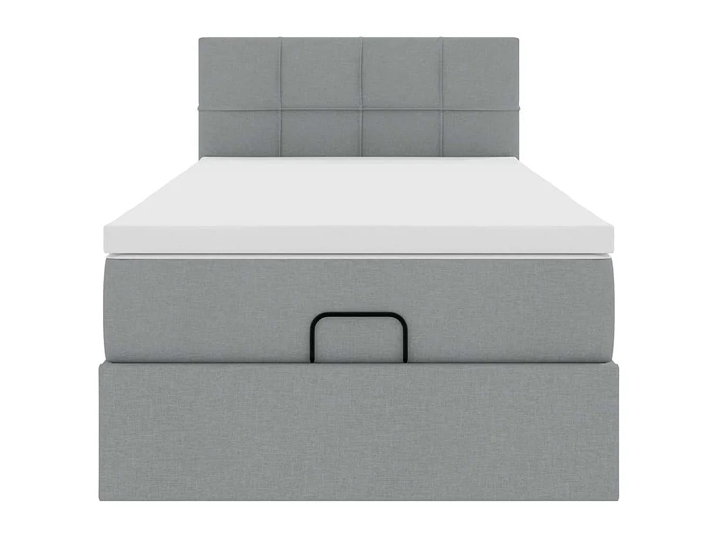 Cadre de lit ottoman avec matelas gris clair 80x200 cm tissu