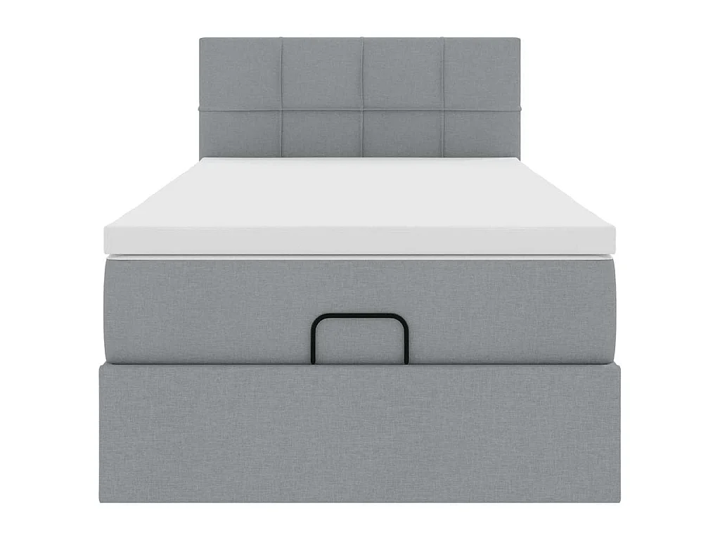 Cadre de lit ottoman avec matelas gris clair 80x200 cm tissu