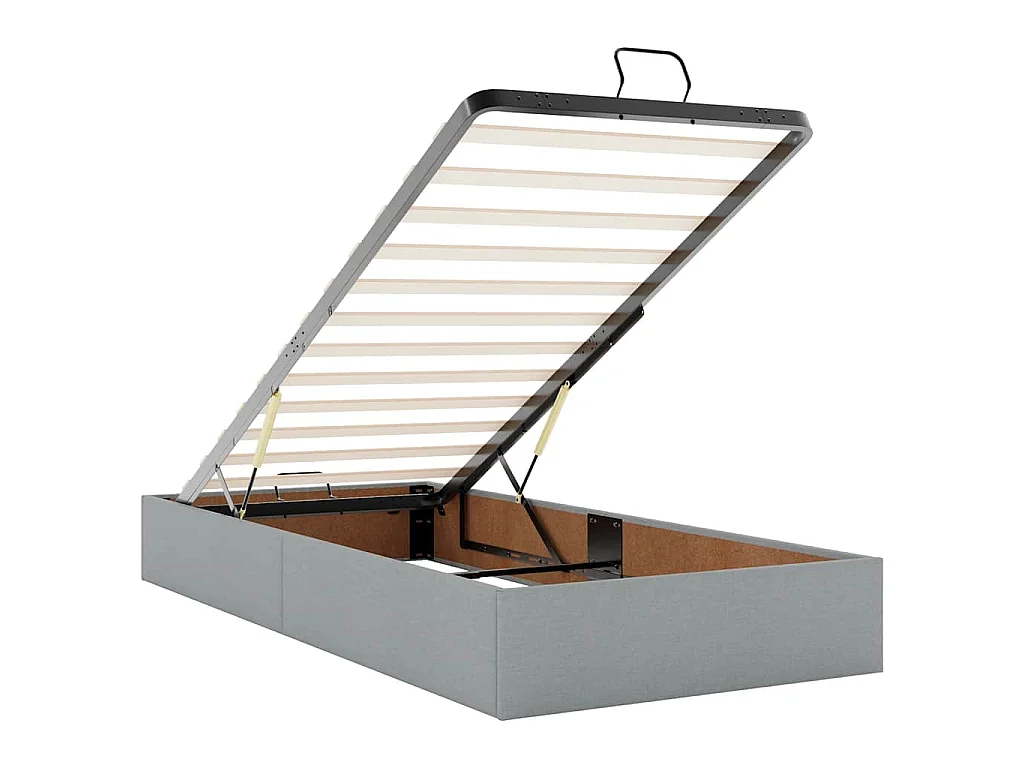Cadre de lit ottoman avec matelas gris clair 80x200 cm tissu