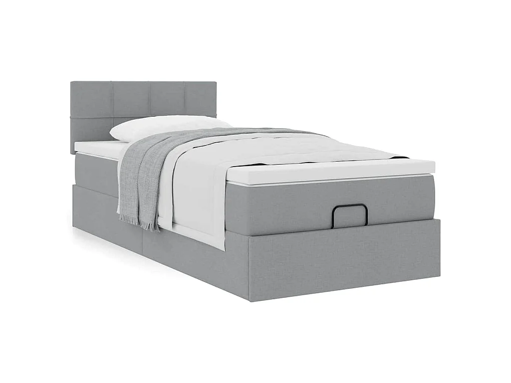 Ottoman bed met matras 80x200cm stof lichtgrijs