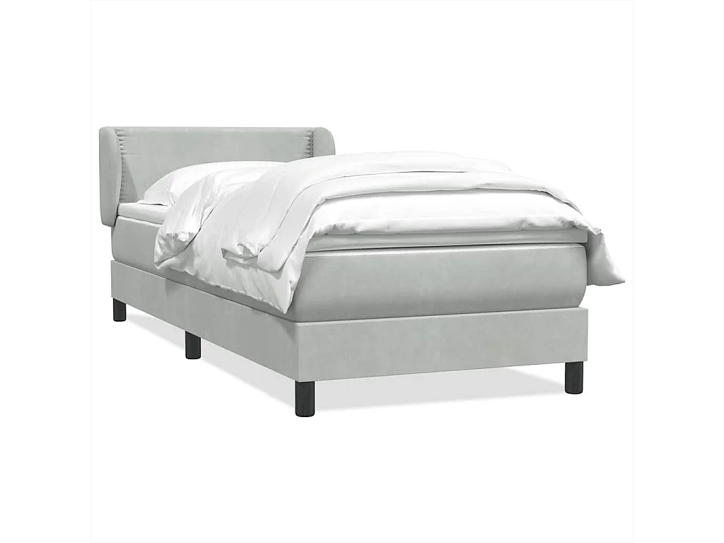 Cama com molas/colchão cinzento-claro 80x220 cm veludo