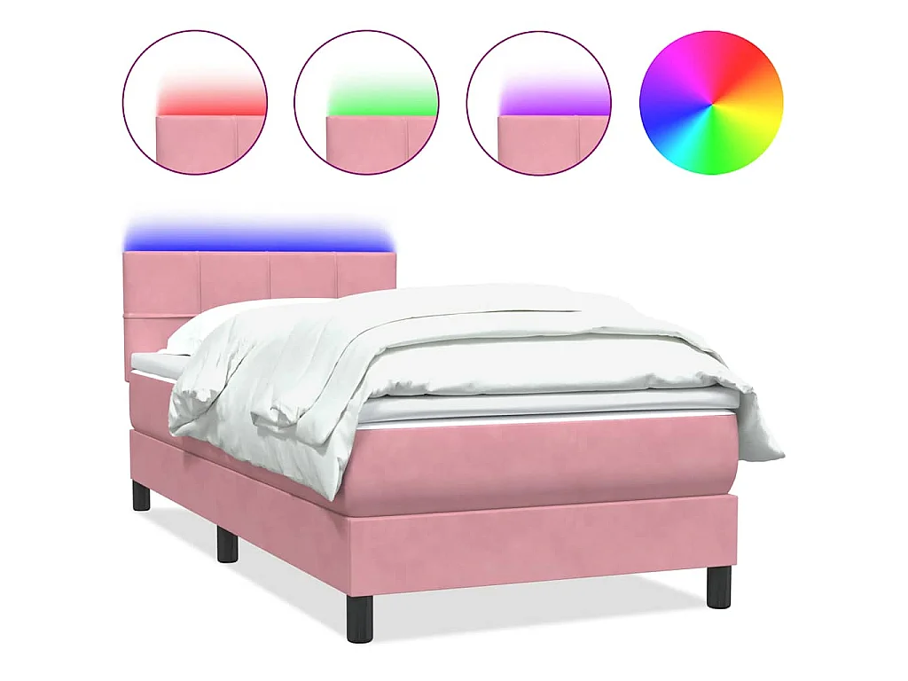 Boxspring met matras en LED fluweel roze 80x220 cm