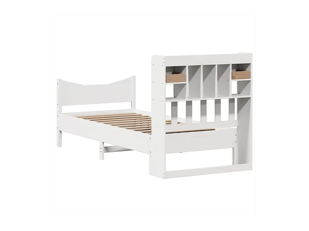 Bedframe zonder matras massief grenenhout wit 75x190 cm