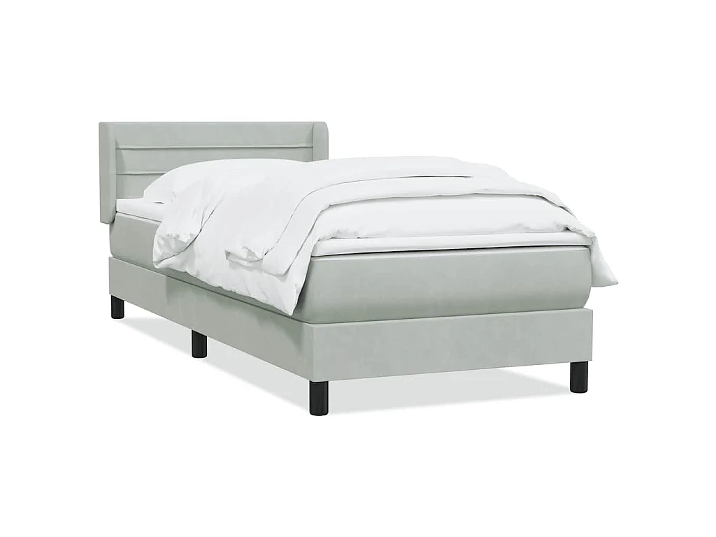 Giroletto a Molle con Materasso Grigio Chiaro 80x210 cm Velluto