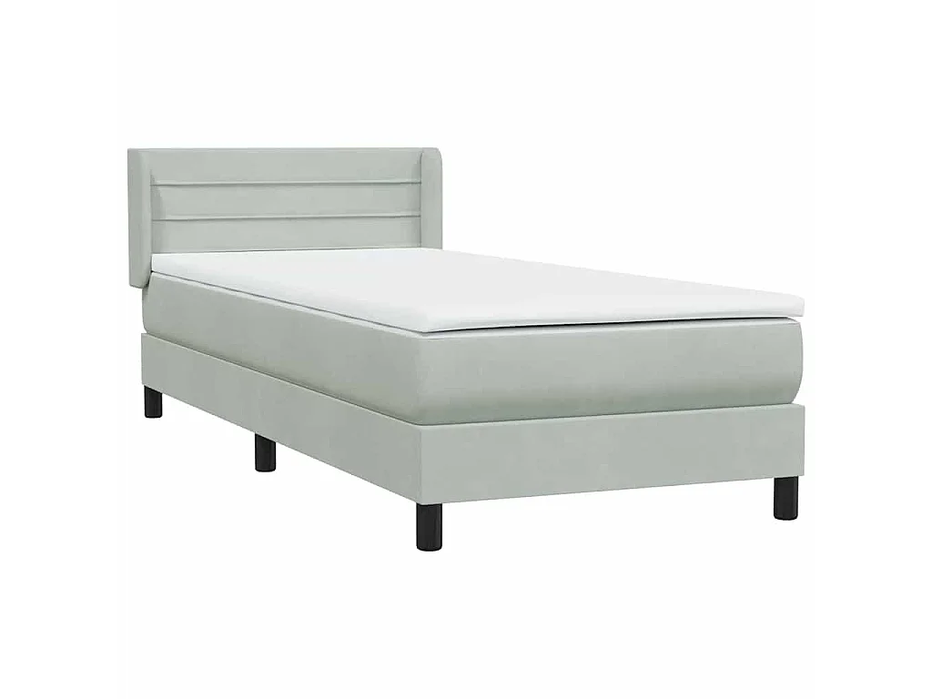 Giroletto a Molle con Materasso Grigio Chiaro 80x210 cm Velluto