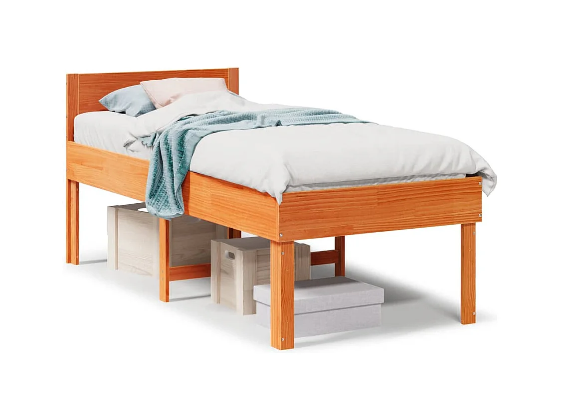 Cadre de lit sans matelas cire marron 75x190 cm bois pin massif