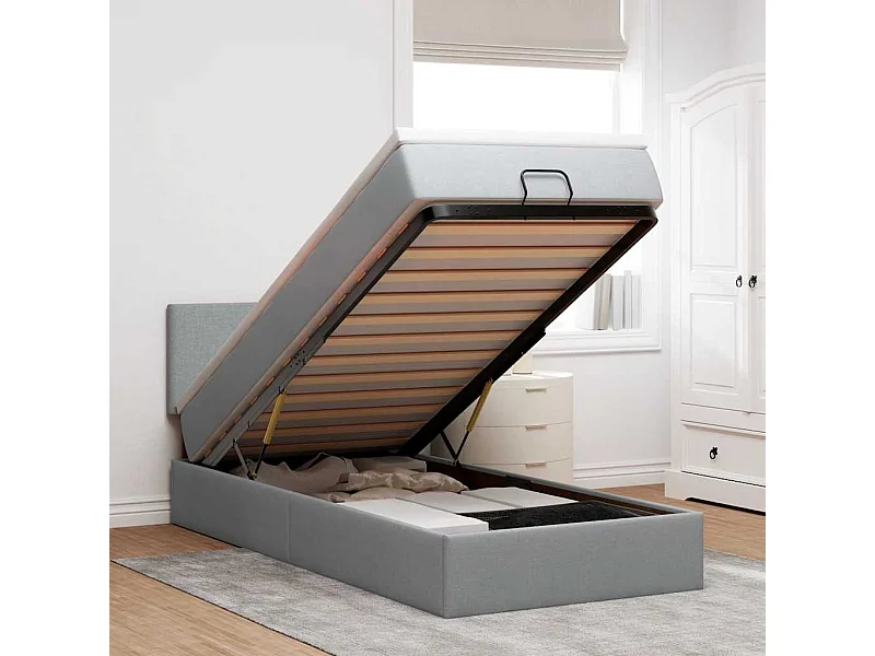 Ottoman bed met matras 80x200cm stof lichtgrijs