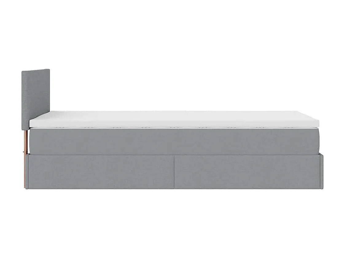 Cadre de lit ottoman avec matelas gris clair 80x200 cm tissu
