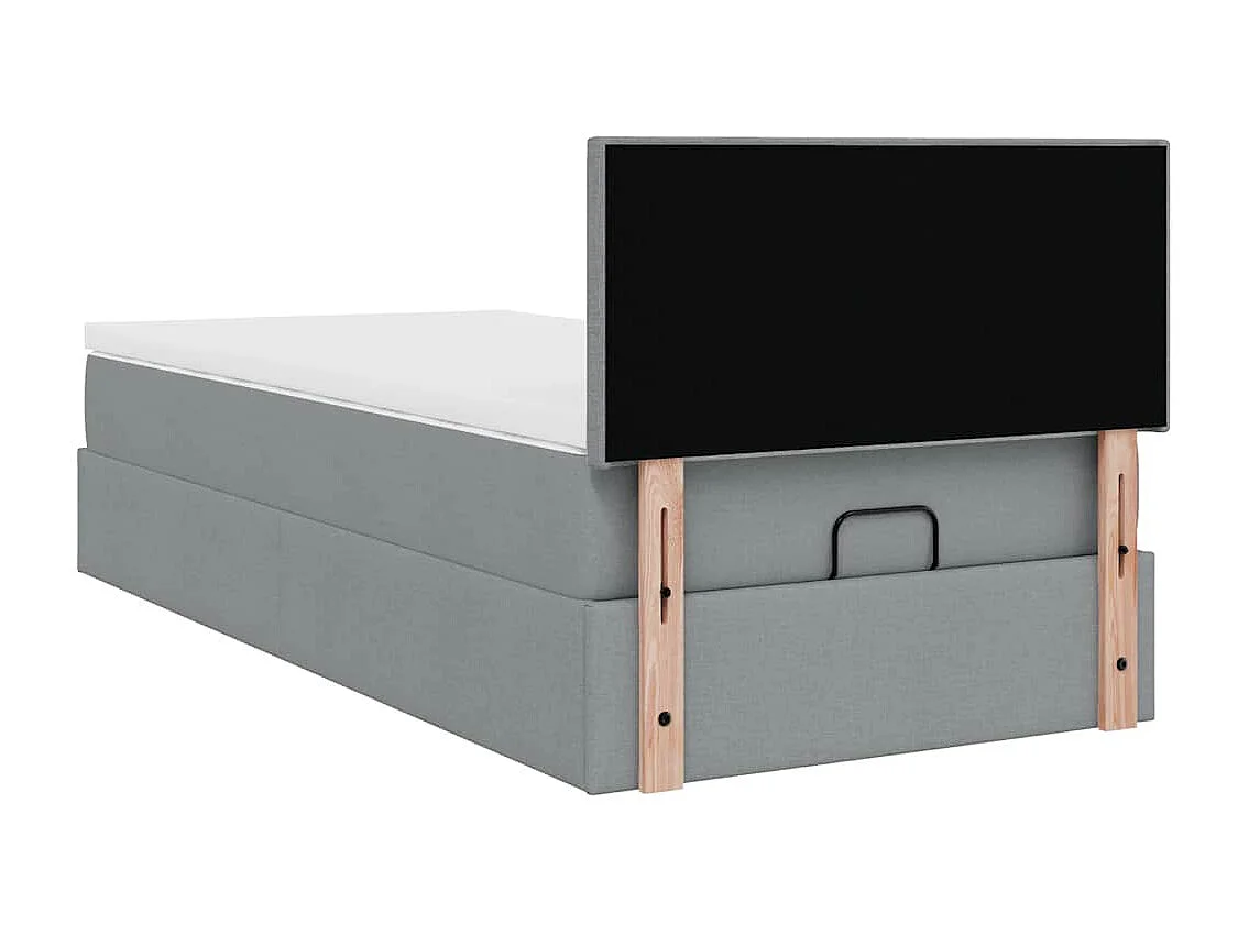 Cadre de lit ottoman avec matelas gris clair 80x200 cm tissu