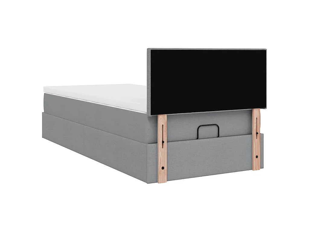 Ottoman bed met matras 80x200cm stof lichtgrijs