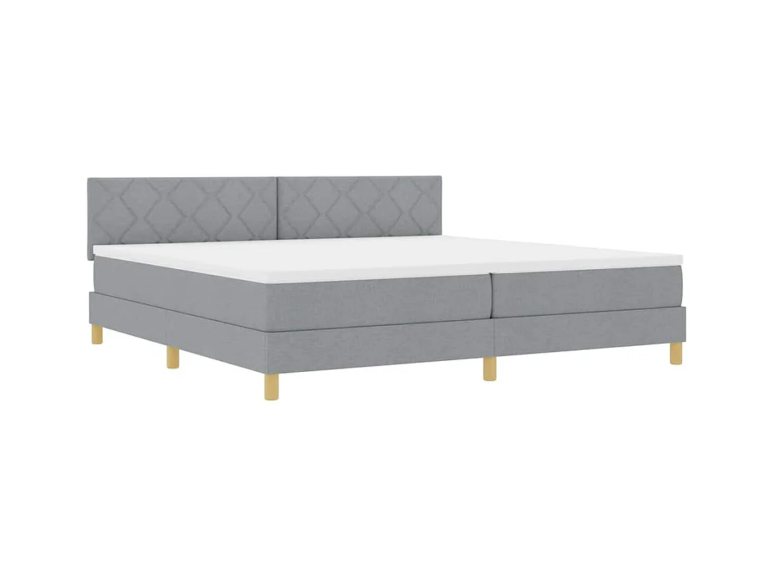 Lit boxspring avec matelas Gris clair 200 x 200 cm tissu