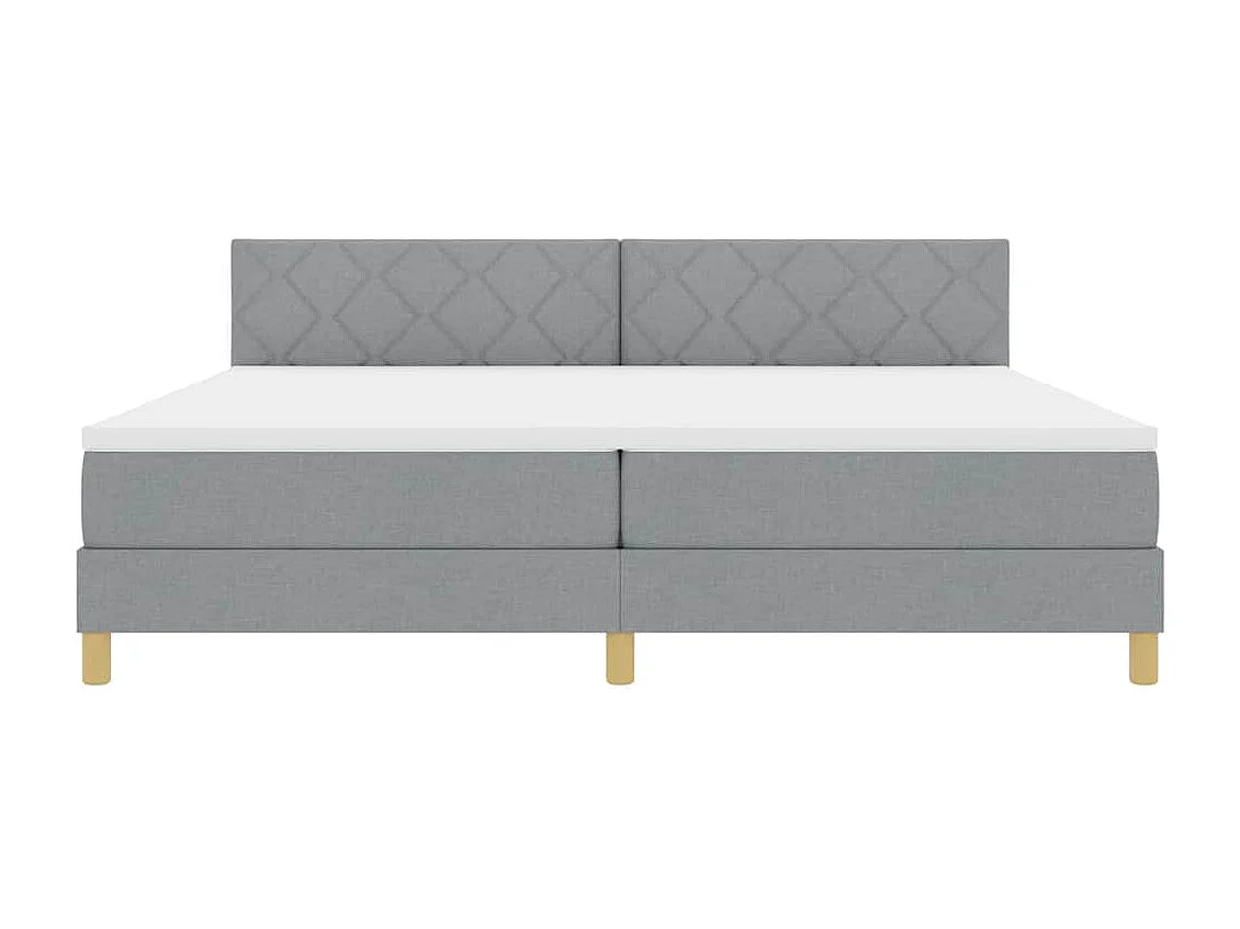 Lit boxspring avec matelas Gris clair 200 x 200 cm tissu