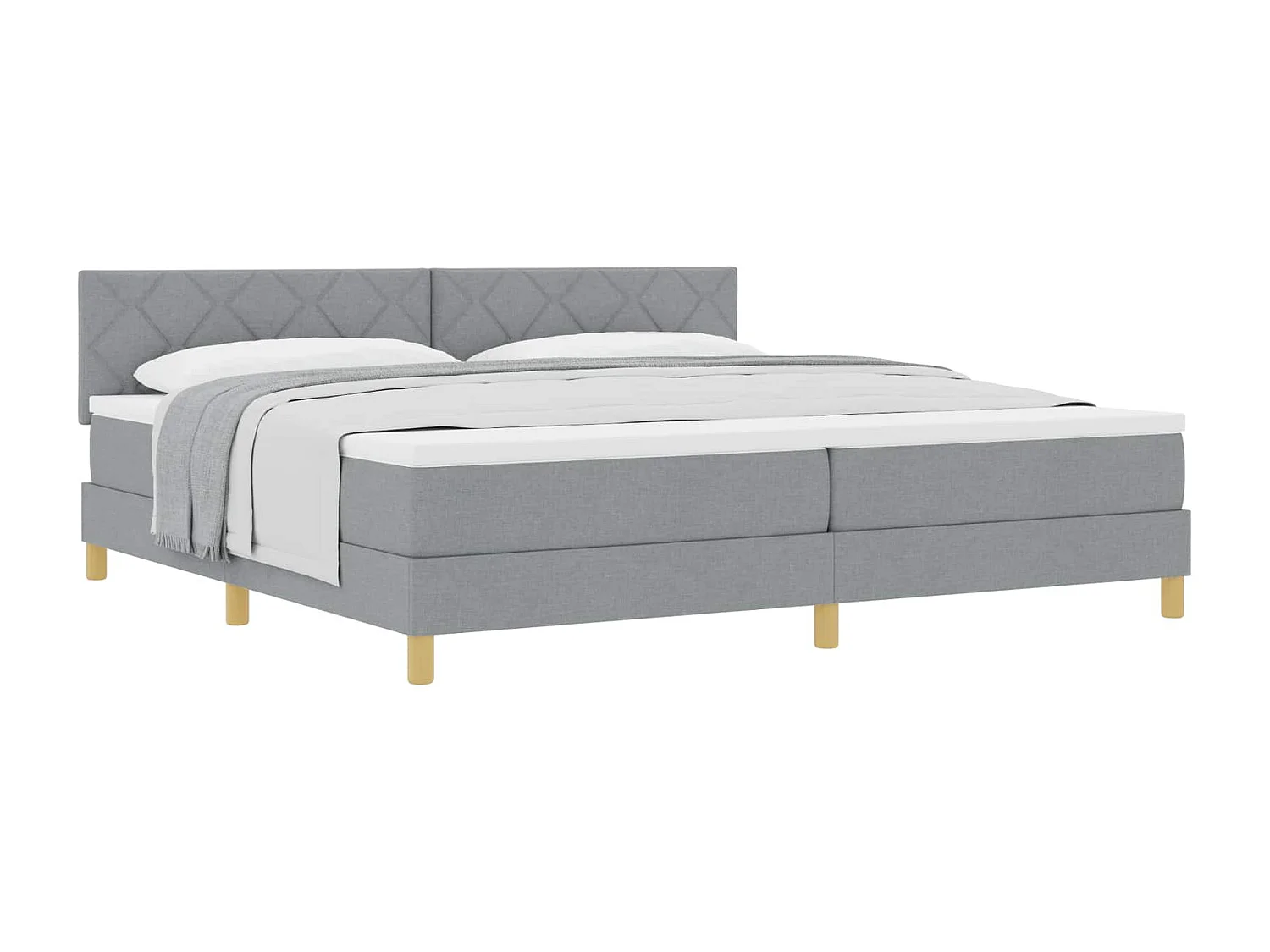 Letto a molle con materasso Grigio chiaro 200 x 200 cm Tessuto