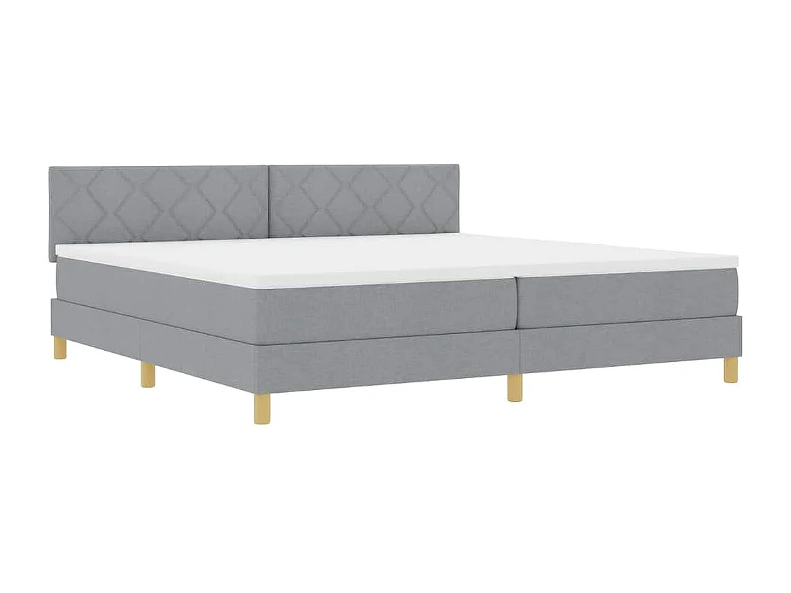 Letto a molle con materasso Grigio chiaro 200 x 200 cm Tessuto