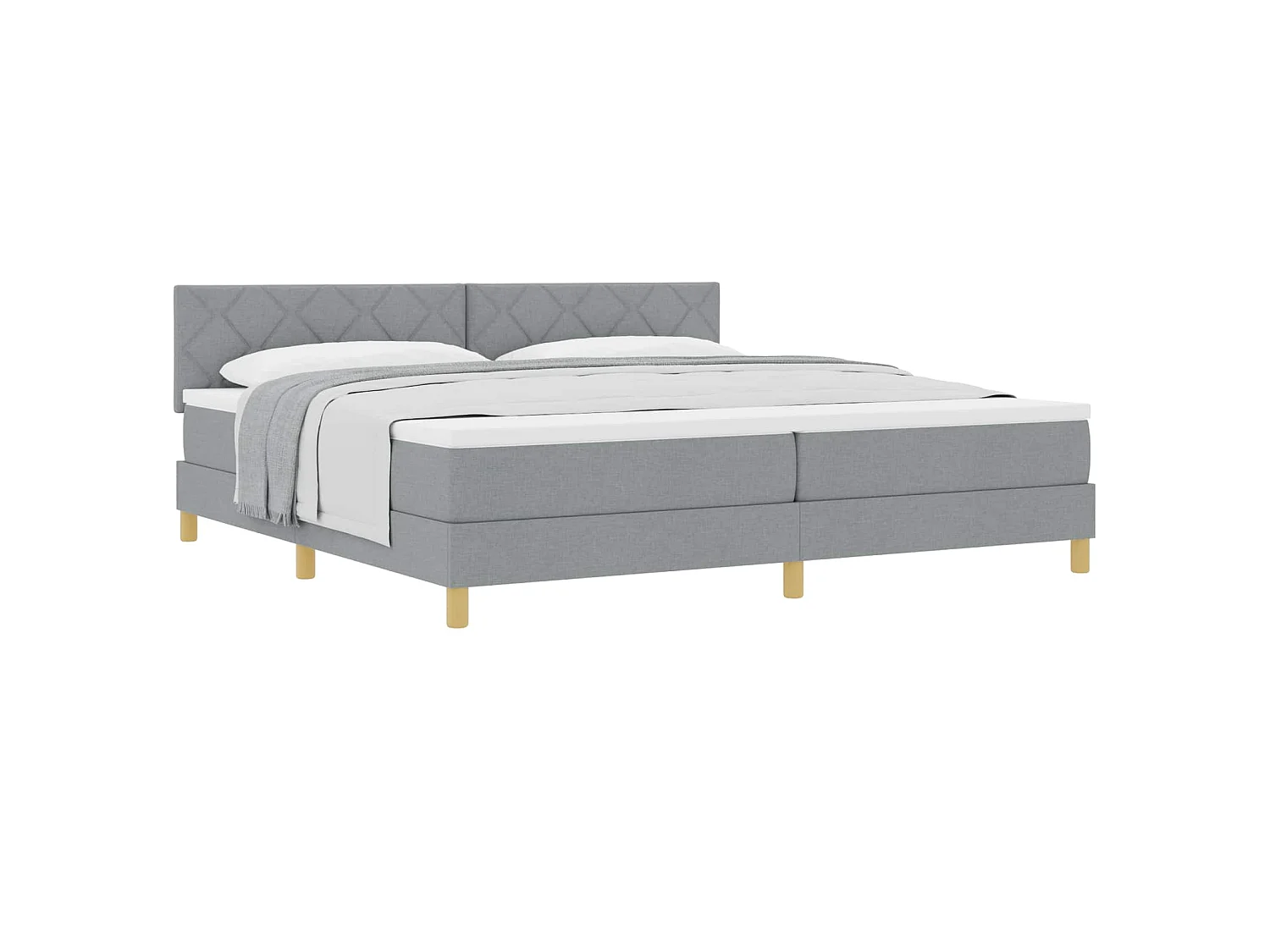 Letto a molle con cuscino Grigio chiaro 200 x 200 cm Tessuto