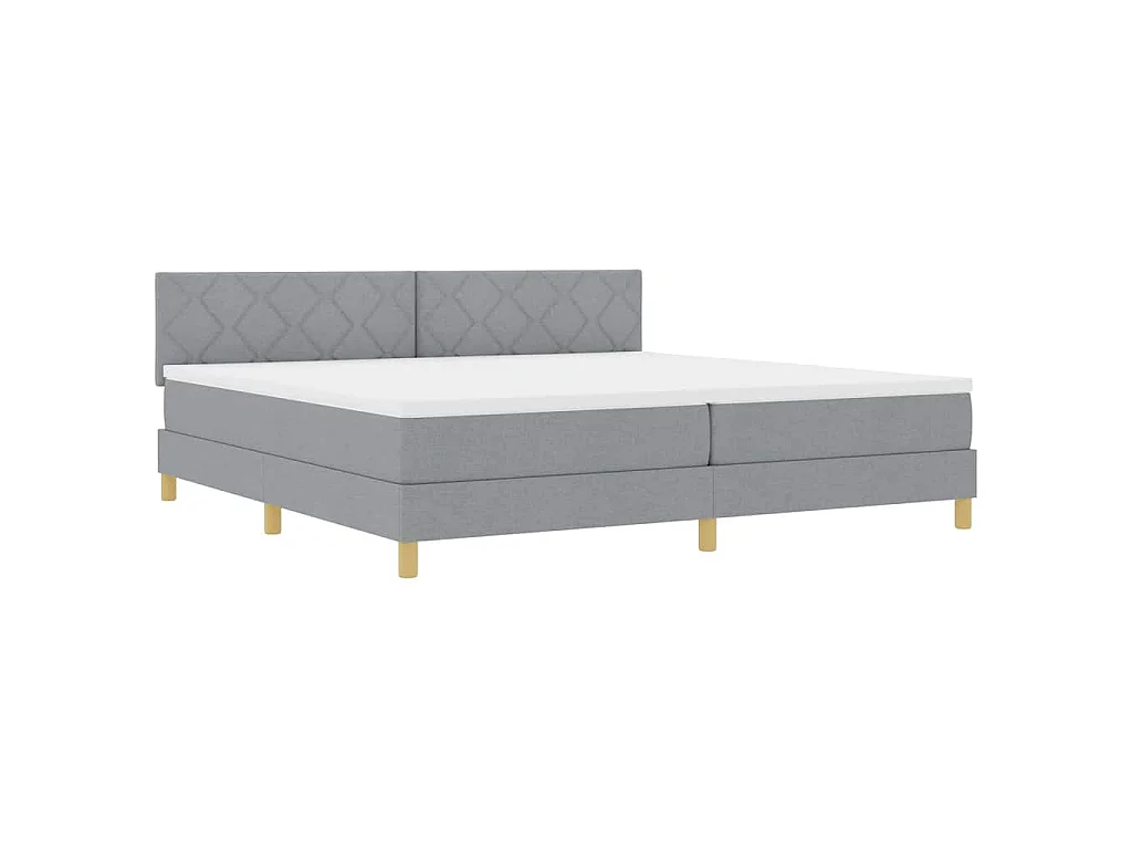 Letto a molle con cuscino Grigio chiaro 200 x 200 cm Tessuto