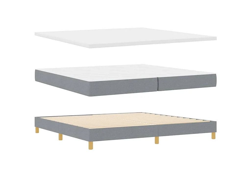 Letto a molle con cuscino Grigio chiaro 200 x 200 cm Tessuto