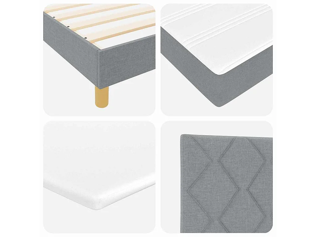 Letto a molle con cuscino Grigio chiaro 200 x 200 cm Tessuto