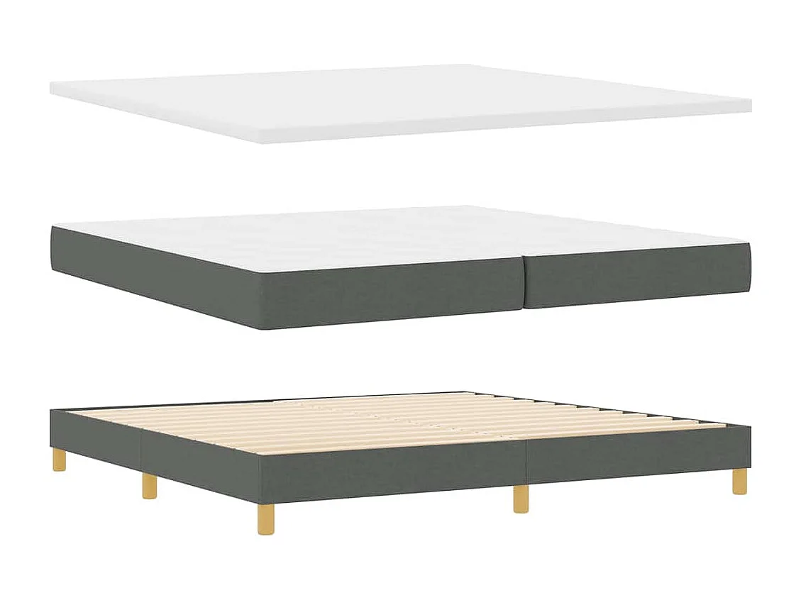 Cama box spring com colchão Cinza Escuro 200 x 200 cm tecido