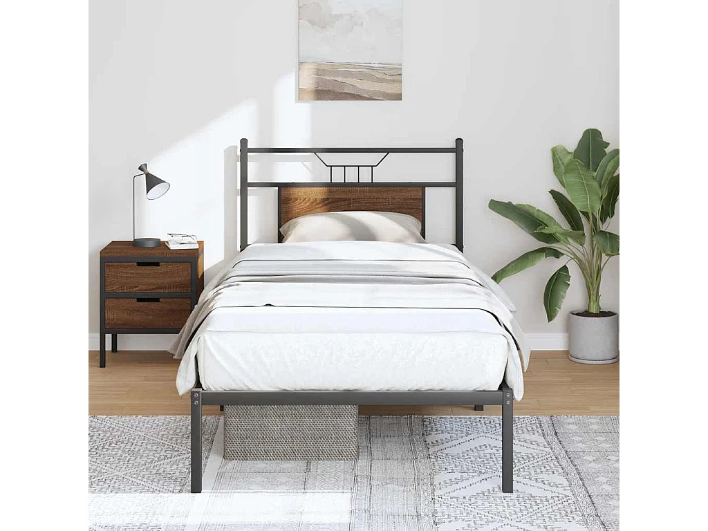 Cadre de lit sans matelas chêne marron 75x190cm bois ingénierie