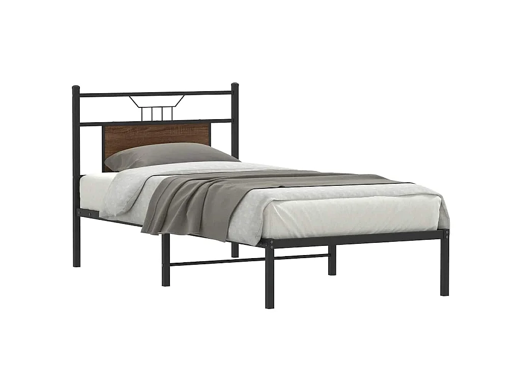 Cadre de lit sans matelas chêne marron 75x190cm bois ingénierie