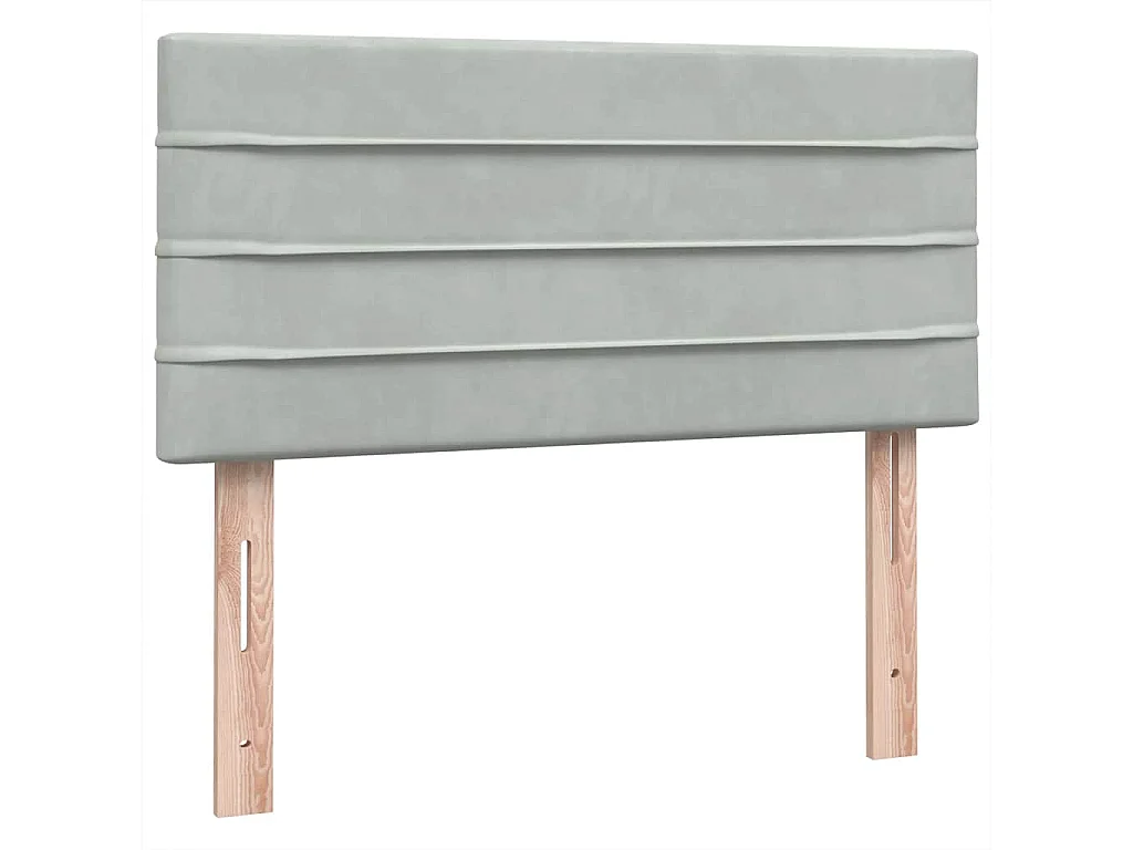 Cama box spring con colchón terciopelo gris claro 80x220 cm