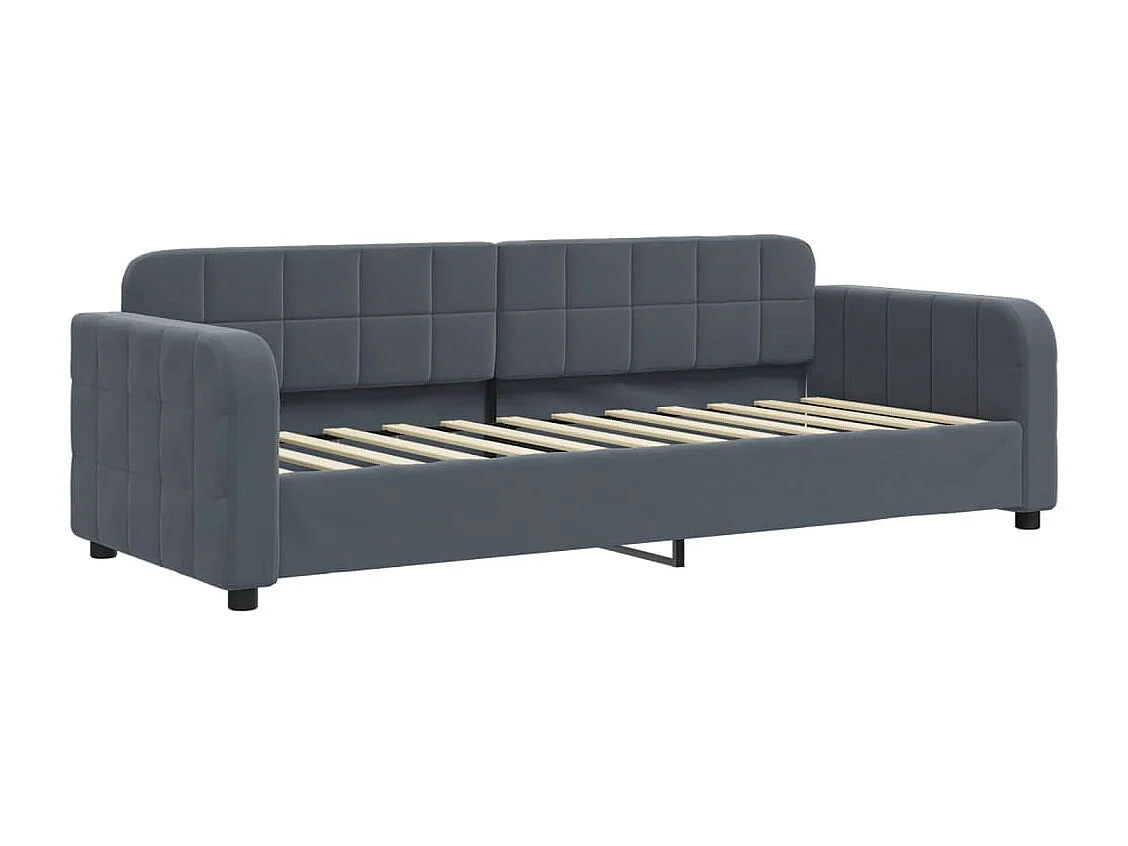 Slaapbank onderschuifbed matrassen 80x200cm fluweel donkergrijs