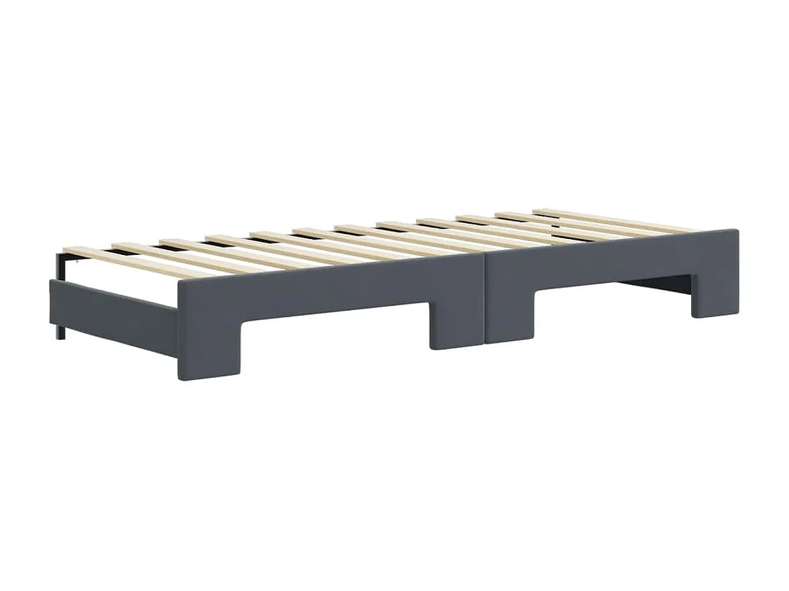 Slaapbank onderschuifbed matrassen 80x200cm fluweel donkergrijs