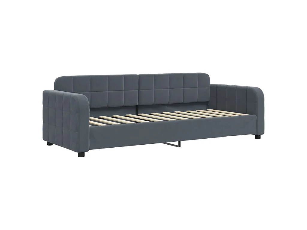 Divano Letto Estraibile Materassi Grigio Scuro 80x200cm Velluto