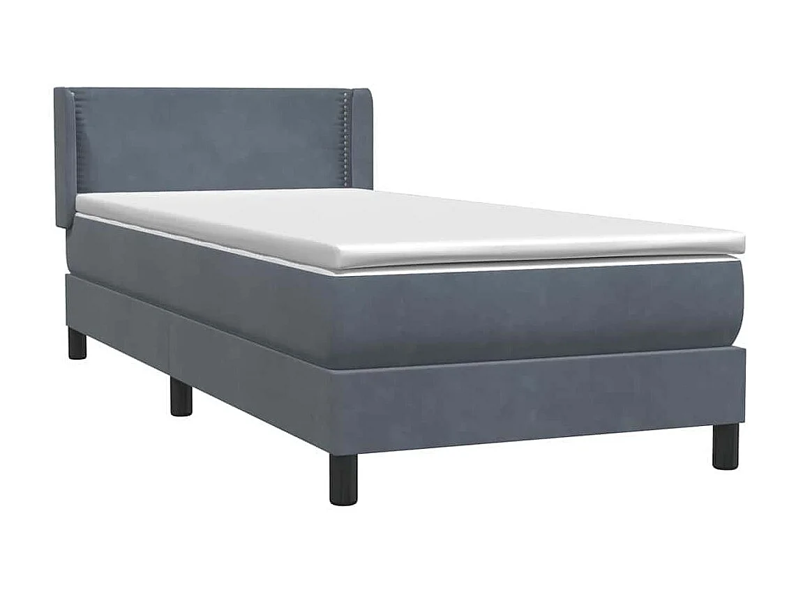 Giroletto a Molle con Materasso Grigio Scuro 80x220 cm Velluto