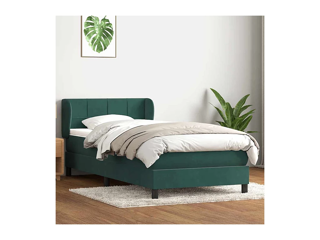 Sommier à lattes de lit et matelas vert foncé 80x220 cm velours