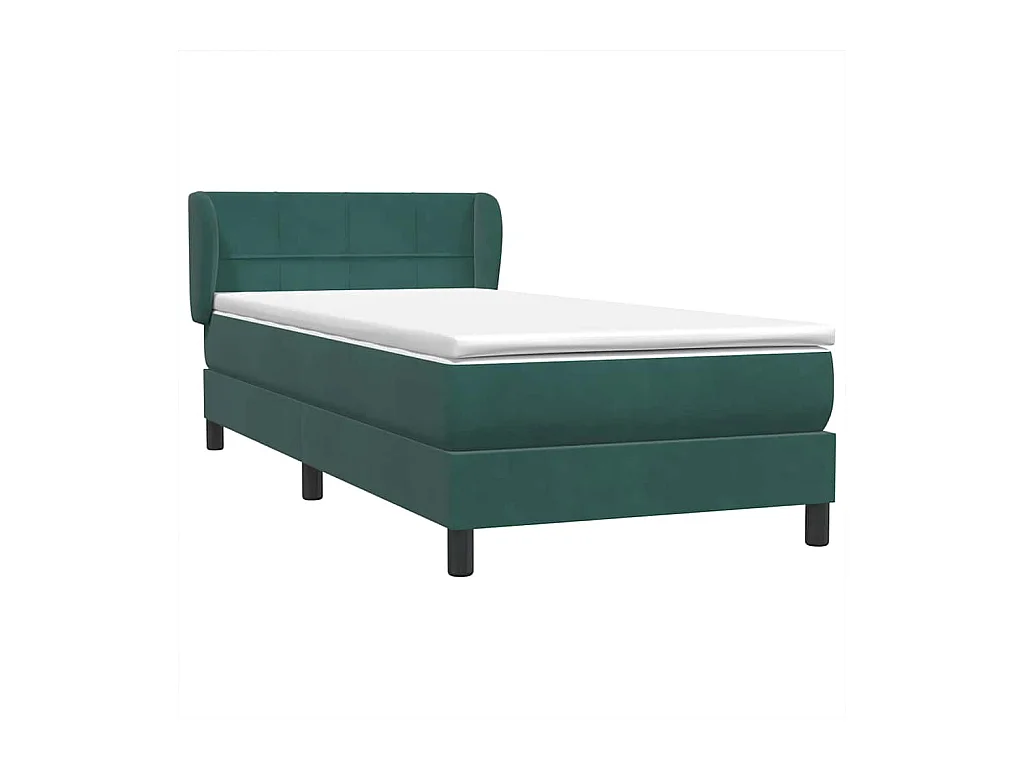 Sommier à lattes de lit et matelas vert foncé 80x220 cm velours