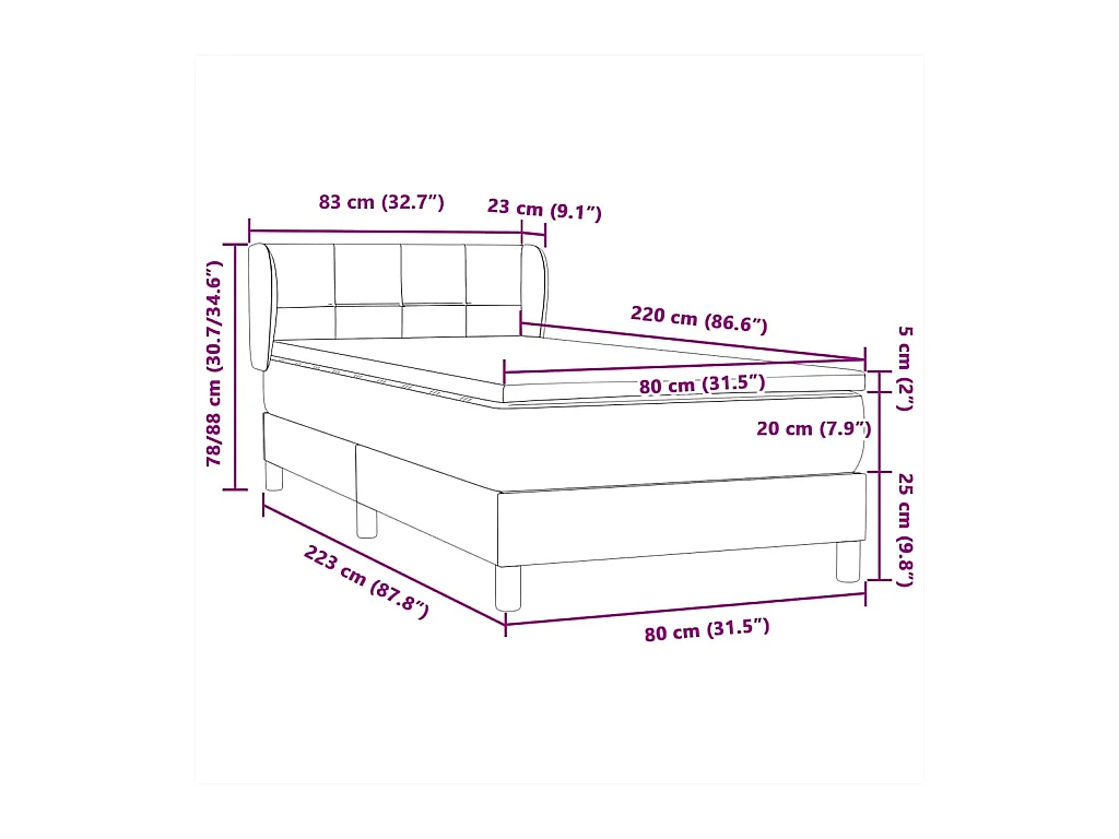 Sommier à lattes de lit et matelas vert foncé 80x220 cm velours