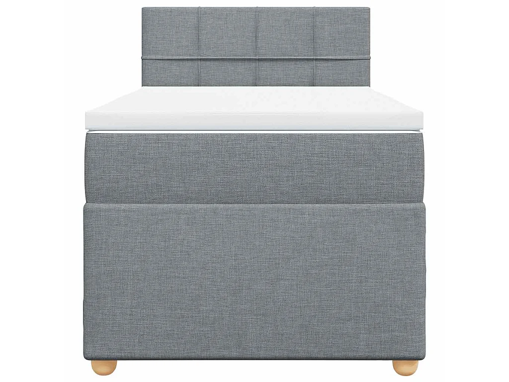 Cama box spring con colchón tela gris claro 80x200 cm
