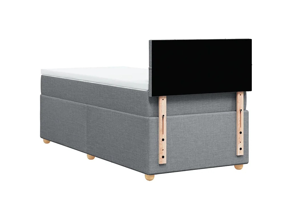 Cama box spring con colchón tela gris claro 80x200 cm