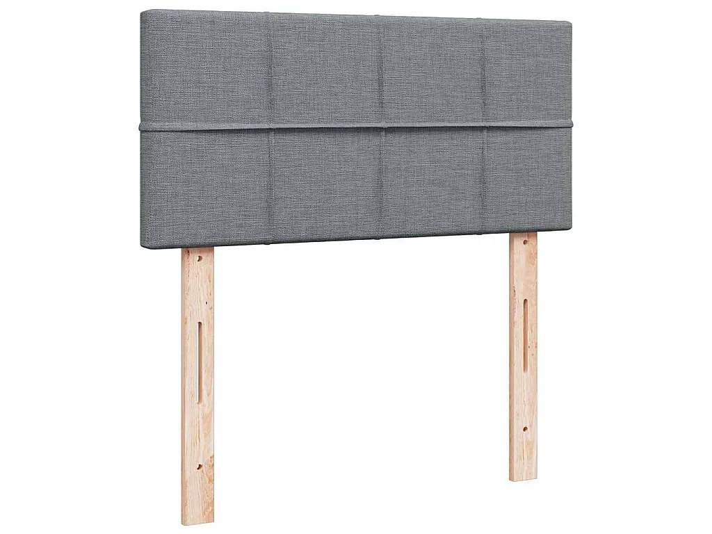 Cama box spring con colchón tela gris claro 80x200 cm