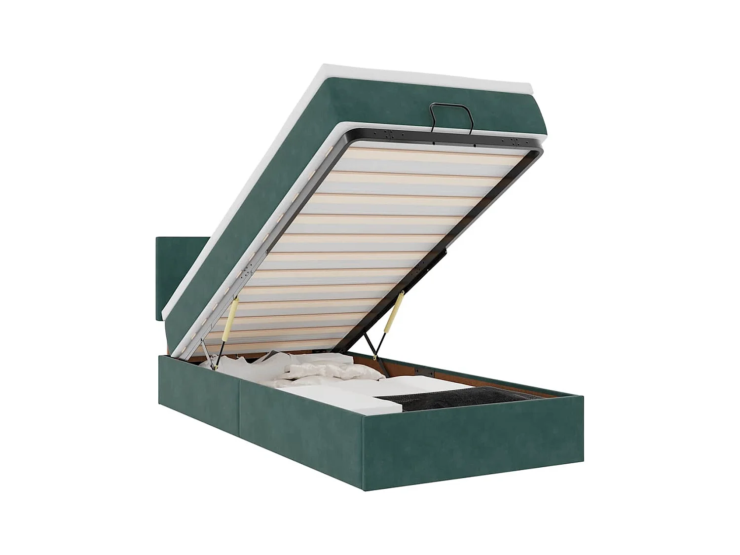 Cadre de lit ottoman avec matelas vert foncé 80x200 cm velours