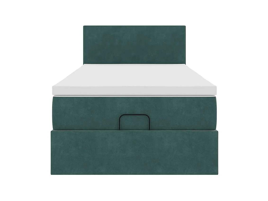 Cadre de lit ottoman avec matelas vert foncé 80x200 cm velours