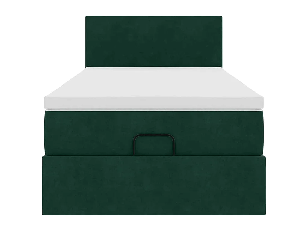 Cadre de lit ottoman avec matelas vert foncé 80x200 cm velours