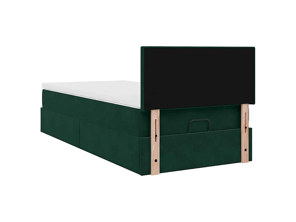 Cadre de lit ottoman avec matelas vert foncé 80x200 cm velours