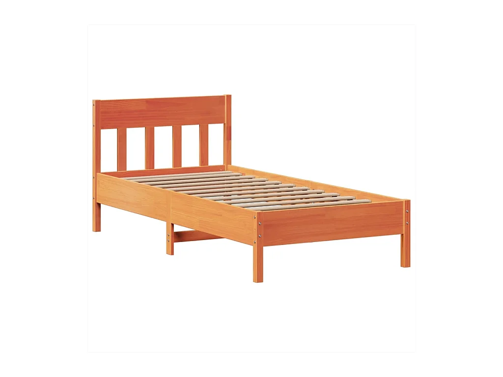 Cadre de lit sans matelas cire marron 75x190 cm bois pin massif