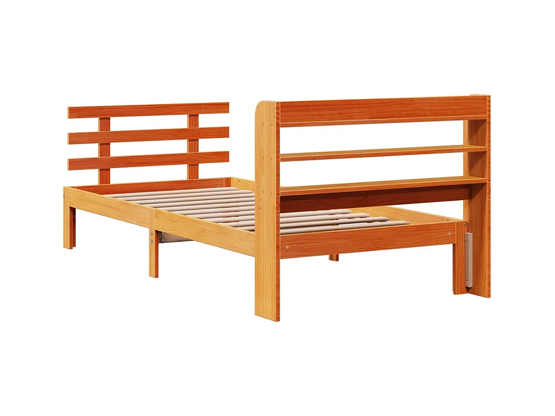Cadre de lit avec tête de lit sans matelas cire marron 75x190cm