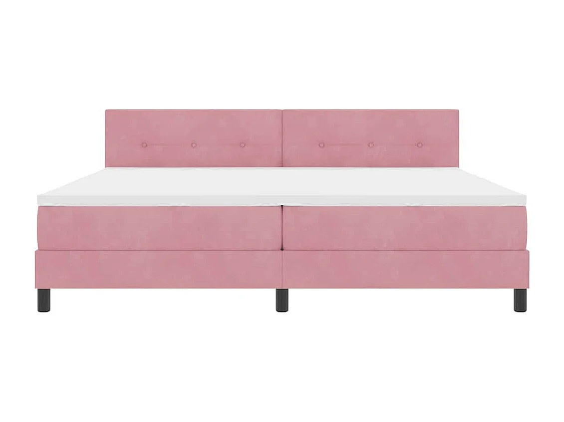 Cama Box com colchão com cabeceira Rosa 200 x 200 cm Veludo