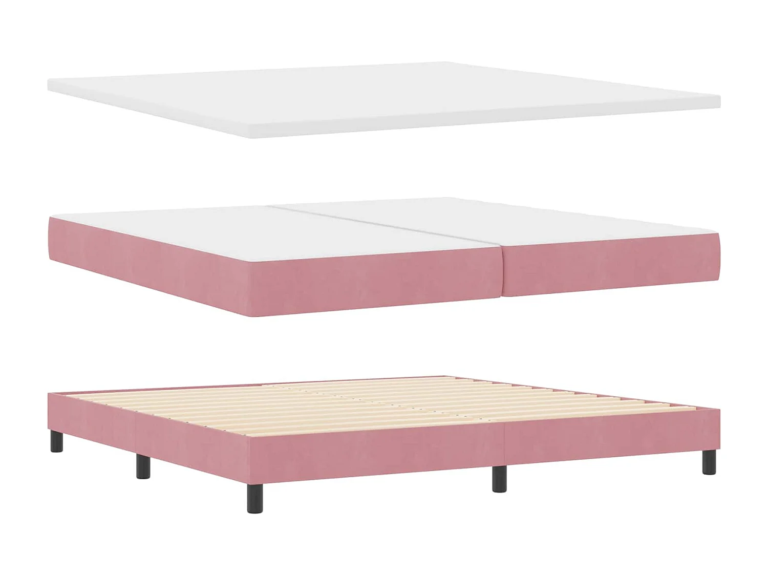 Lit à ressorts avec matelas Rose 200 x 200 cm Velours