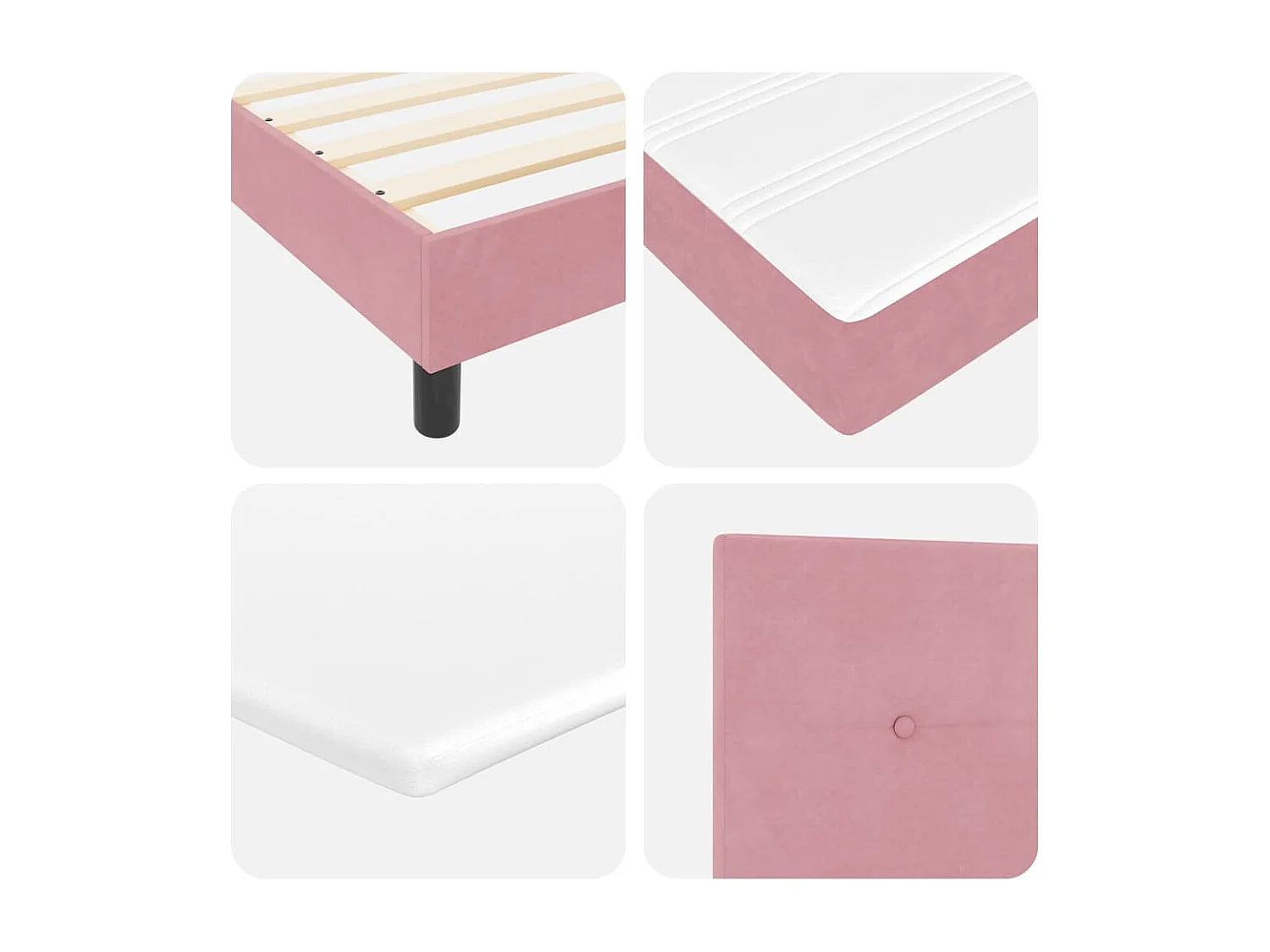 Lit à ressorts avec matelas Rose 200 x 200 cm Velours