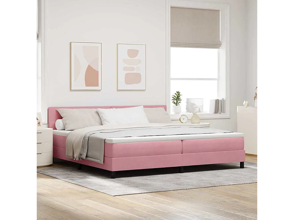 Letto a molle con testiera Rosa 200 x 200 cm Velluto