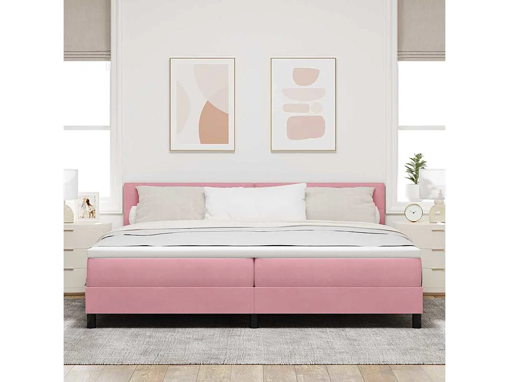Letto a molle con testiera Rosa 200 x 200 cm Velluto