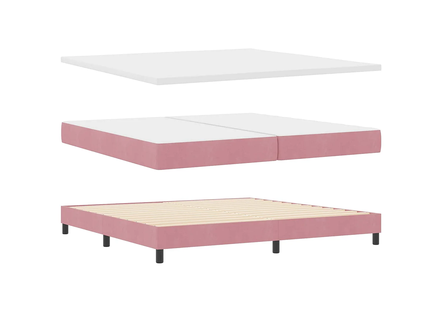 Letto a molle con testiera Rosa 200 x 200 cm Velluto